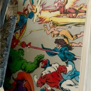 Marvel Action-Packed Comic with Red and Green Heroes